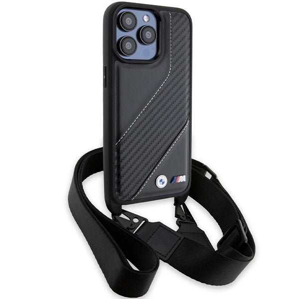BMW M Edition Carbon Stripe & Strap case til iPhone 15 Pro Max - sort