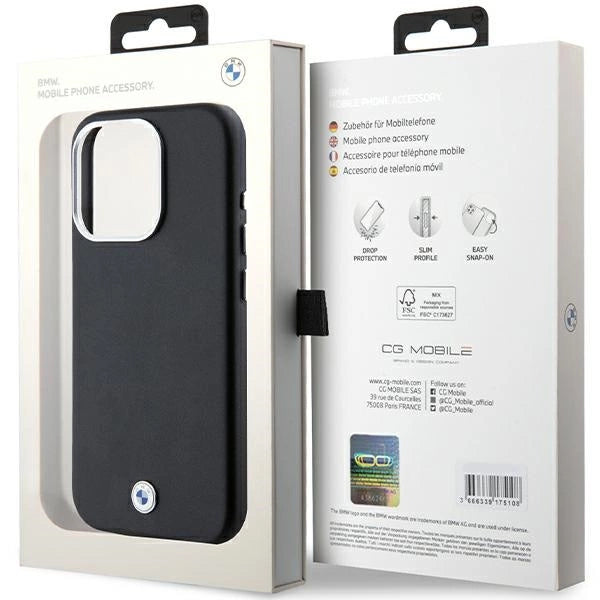 BMW Signature Wrapped Metal MagSafe Case til iPhone 15 Pro - sort