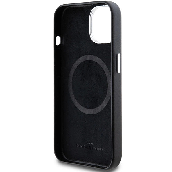 BMW Signature Wrapped Metal MagSafe Case til iPhone 15 Plus / 14 Plus - sort