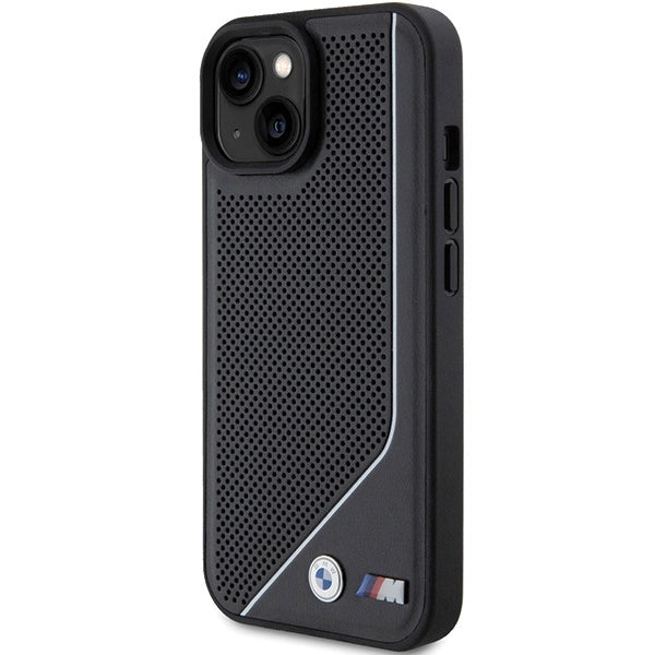 BMW Perforeret Twisted Line MagSafe Case til iPhone 15/14/13 - sort