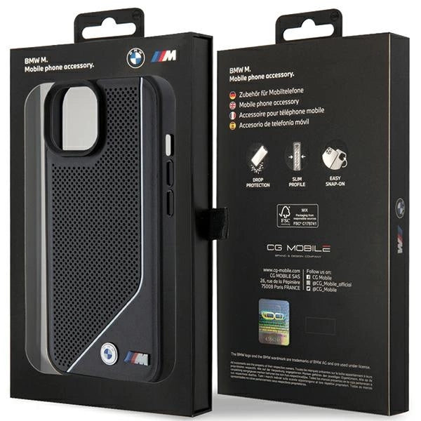 BMW Perforeret Twisted Line MagSafe Case til iPhone 15/14/13 - sort