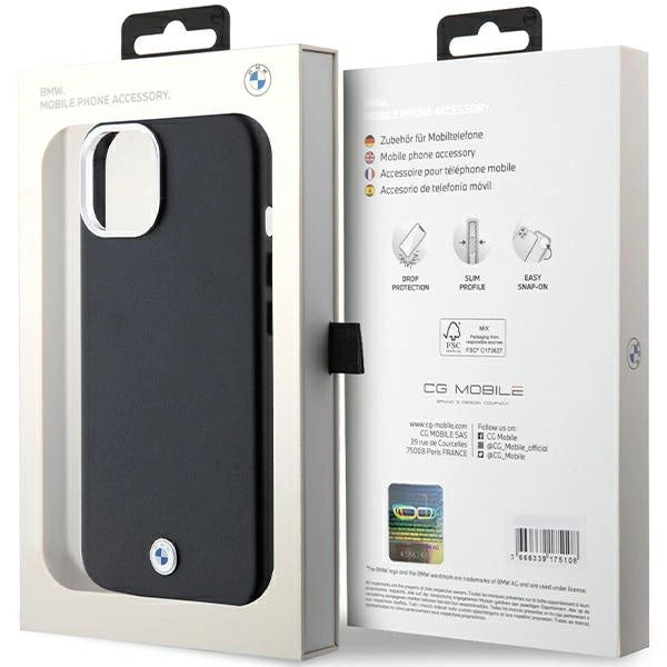 BMW Signature Wrapped Metal MagSafe Case til iPhone 15/14/13 - sort