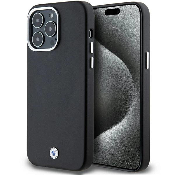 BMW Signature Wrapped Metal MagSafe Case til iPhone 15 Pro Max - sort