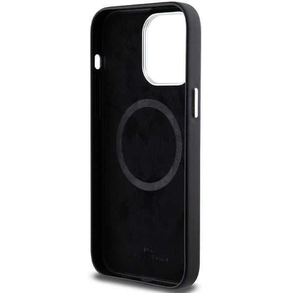 BMW Signature Wrapped Metal MagSafe Case til iPhone 15 Pro Max - sort