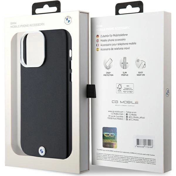 BMW Signature Wrapped Metal MagSafe Case til iPhone 15 Pro Max - sort