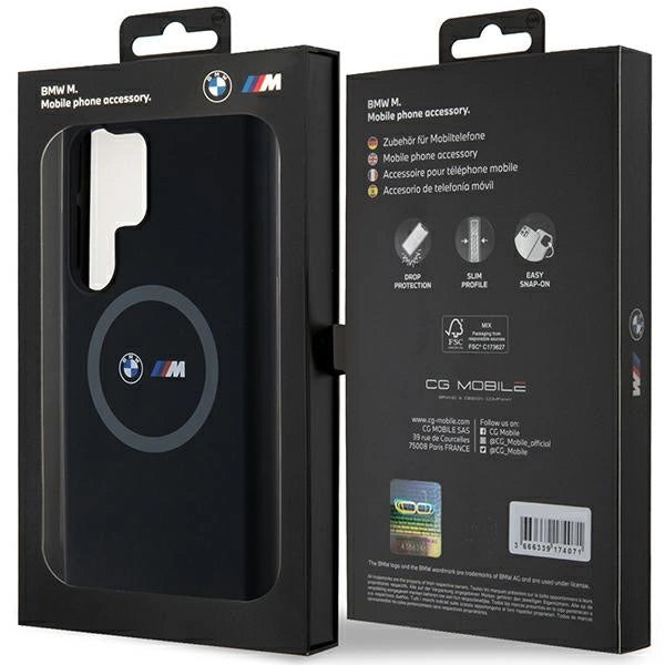 BMW M Silicone Printed Ring MagSafe-kasse til Samsung Galaxy S24 Ultra - sort
