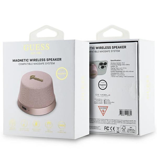 Guess Magnetic Script Metal Bluetooth-højttaler - pink