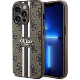 Guess 4G Printed Stripes MagSafe case til iPhone 15 Pro - brun