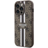 Guess 4G Printed Stripes MagSafe case til iPhone 15 Pro - brun