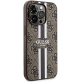 Guess 4G Printed Stripes MagSafe case til iPhone 15 Pro - brun