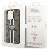 Guess 4G Printed Stripes MagSafe case til iPhone 15 Pro - brun