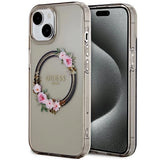 Guess IML Flowers Wreath MagSafe fodtøj til iPhone 15 / 14 / 13 - sort