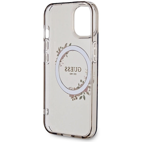 Guess IML Flowers Wreath MagSafe fodtøj til iPhone 15 / 14 / 13 - sort