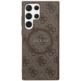 Guess 4G Collection Leather Metal Logo MagSafe Case for Samsung Galaxy S24 Ultra - Brown