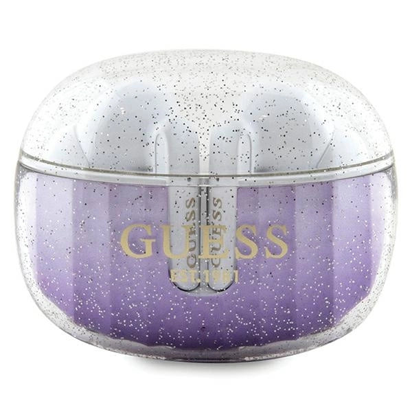 Guess Glitter Gradient TWS Bluetooth-hovedtelefoner med dockingstation - lilla