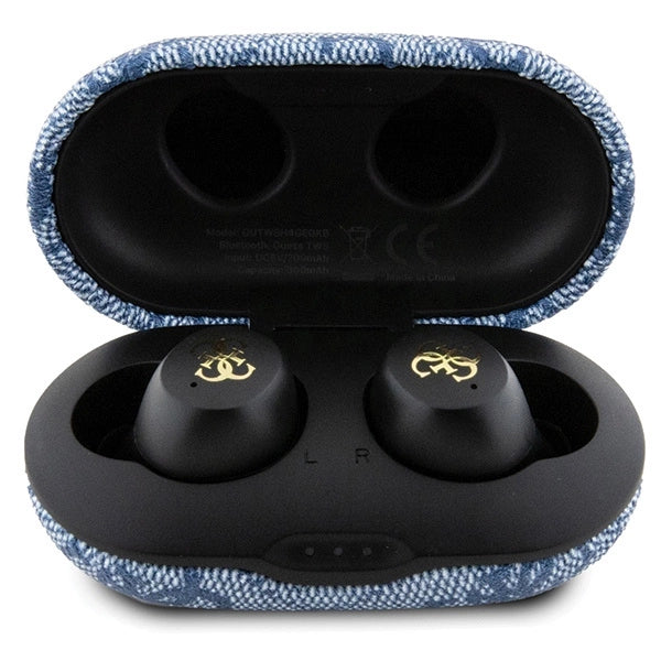 TWS Guess 4G Metal Bluetooth-hovedtelefoner med ENC-dockingstation - blå
