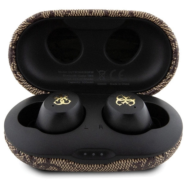 TWS Guess 4G Metal Bluetooth-hovedtelefoner med ENC-dockingstation - brun