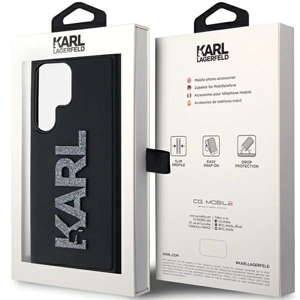 Karl Lagerfeld 3D Rubber Glitter Logo case for Samsung Galaxy S23 Ultra - black