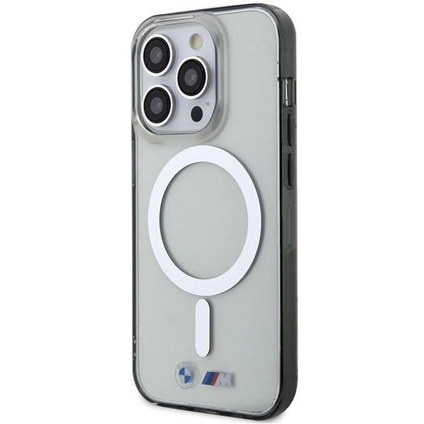 BMW Silver Ring MagSafe-hylster til iPhone 15 Pro - gennemsigtigt