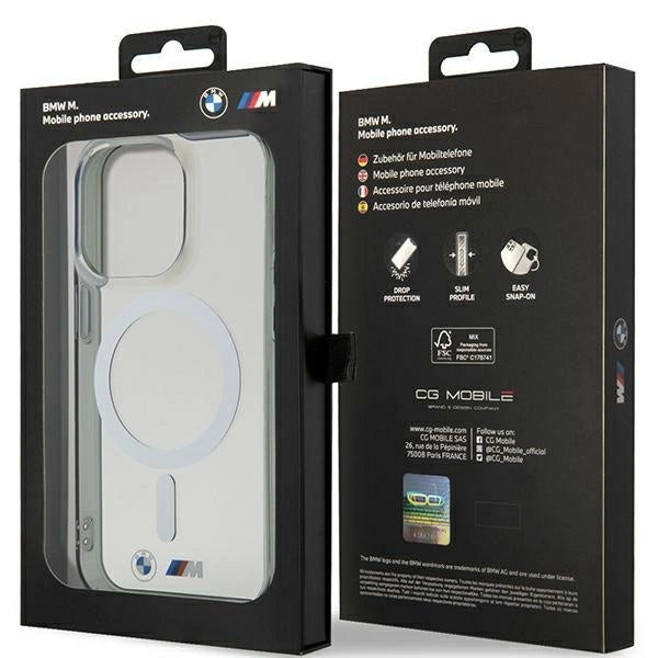 BMW Silver Ring MagSafe-hylster til iPhone 15 Pro - gennemsigtigt