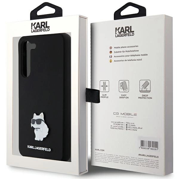 Karl Lagerfeld Silicone Choupette Metal Pin case for Samsung Galaxy S23+ - black