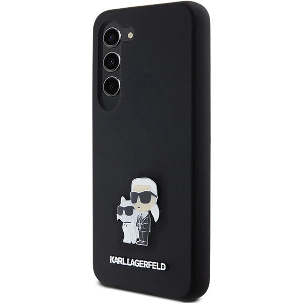 Karl Lagerfeld Silicone Karl&Choupette Metal Pin case for Samsung Galaxy S23 - black