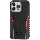 Audi Genuine Leather case med MagSafe til iPhone 14 Pro Max - sort og rød