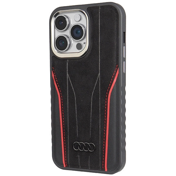Audi Genuine Leather case med MagSafe til iPhone 14 Pro Max - sort og rød