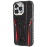 Audi Genuine Leather case med MagSafe til iPhone 14 Pro Max - sort og rød