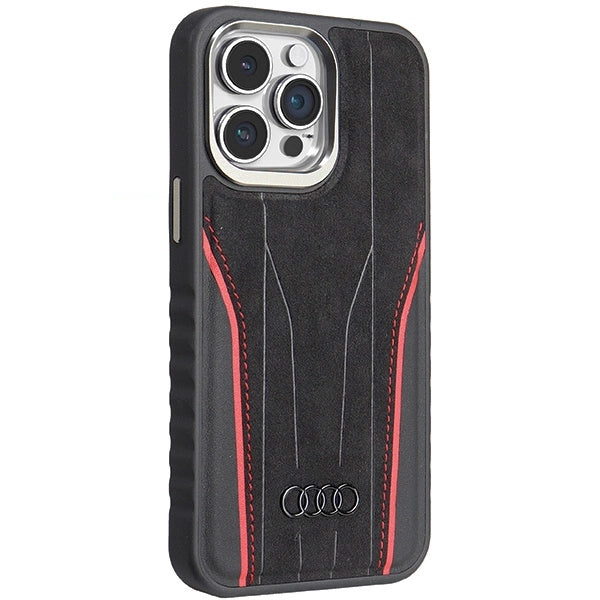 Audi Genuine Leather case med MagSafe til iPhone 14 Pro Max - sort og rød