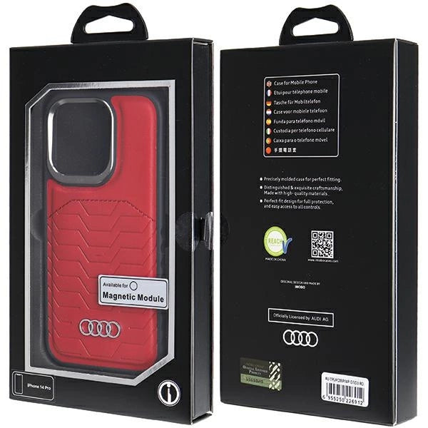 Audi syntetisk læderhylster med MagSafe til iPhone 14 Pro - rød
