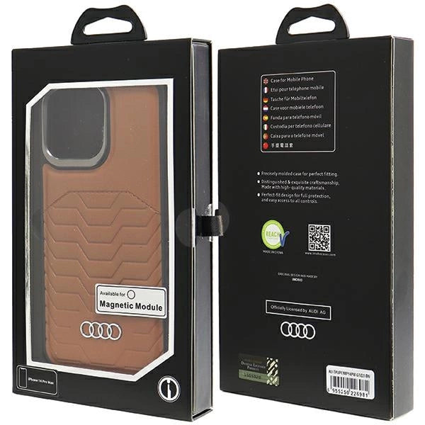 Audi syntetisk læderhylster med MagSafe til iPhone 14 Pro Max - brun