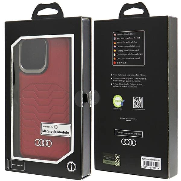 Audi syntetisk læderhylster med MagSafe til iPhone 14 Pro Max - rød
