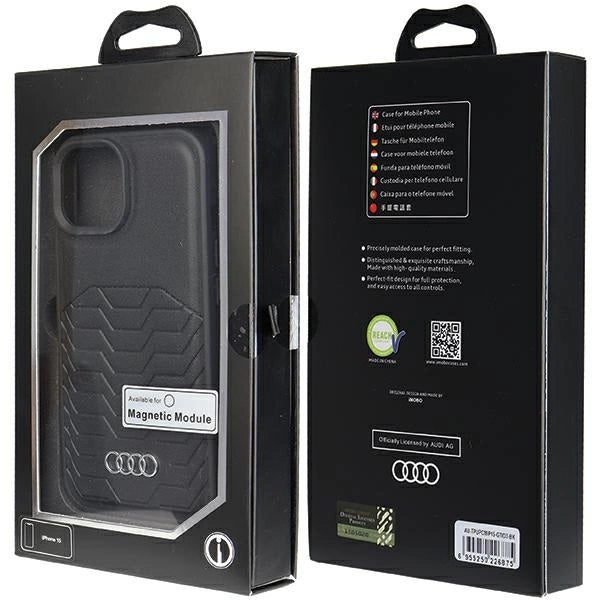 Audi syntetisk læderkasse med MagSafe til iPhone 15/14/13 - sort