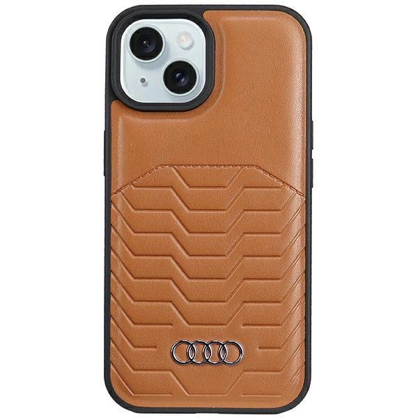 Audi syntetisk læderfoder med MagSafe til iPhone 15 Plus / 14 Plus - Brunt