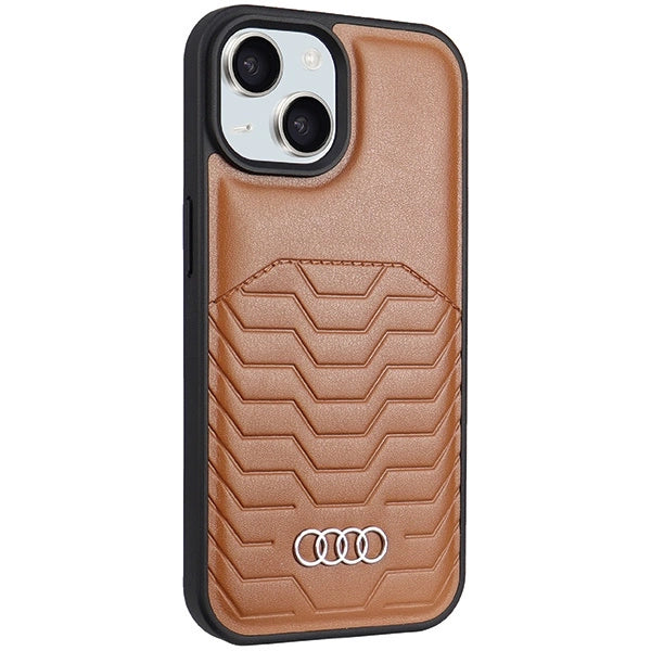 Audi syntetisk læderfoder med MagSafe til iPhone 15 Plus / 14 Plus - Brunt