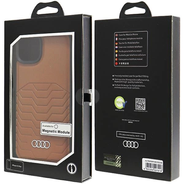 Audi syntetisk læderfoder med MagSafe til iPhone 15 Plus / 14 Plus - Brunt