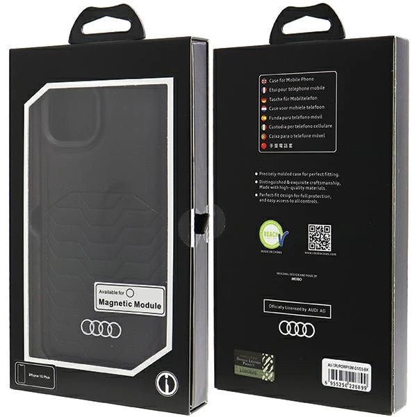 Audi syntetisk læderfoder med MagSafe til iPhone 15 Plus / 14 Plus - sort