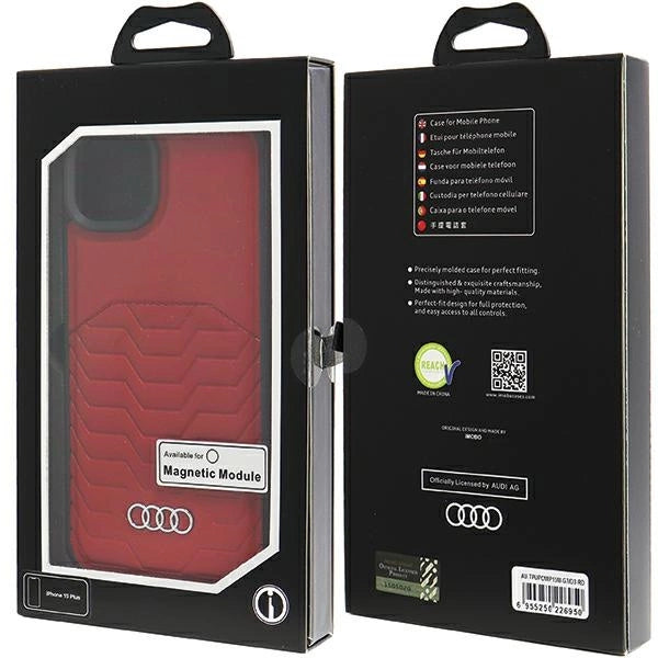 Audi syntetisk læderfoder med MagSafe til iPhone 15 Plus / 14 Plus - Rød