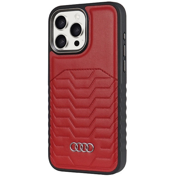 Audi syntetisk læderhylster med MagSafe til iPhone 15 Pro - rød