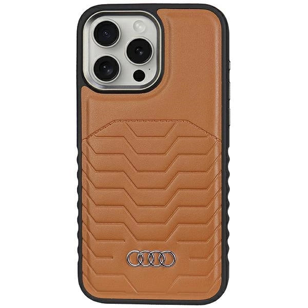 Audi syntetisk læderhylster med MagSafe til iPhone 15 Pro Max - brun