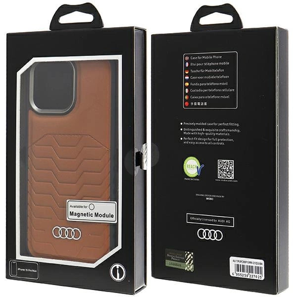 Audi syntetisk læderhylster med MagSafe til iPhone 15 Pro Max - brun