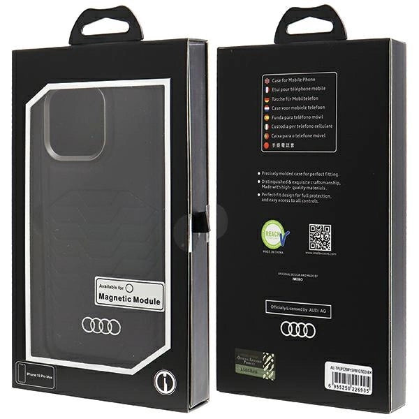 Audi syntetisk læderhylster med MagSafe til iPhone 15 Pro Max - sort