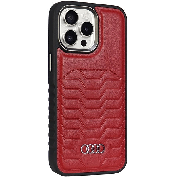 Audi syntetisk læderhylster med MagSafe til iPhone 15 Pro Max - rød