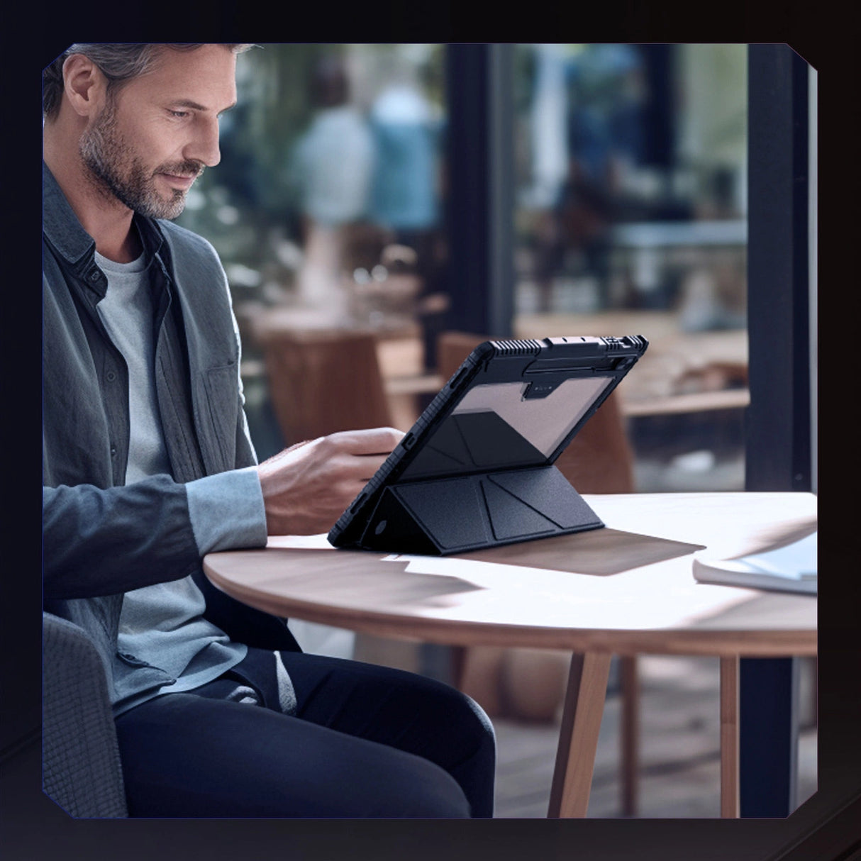 Nillkin Bumper Leather Case Pro-kasse til Samsung Galaxy Tab S9 Ultra - sort