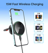 Choetech T204-F magnetisk bilholder med 15W trådløs opladning - sort