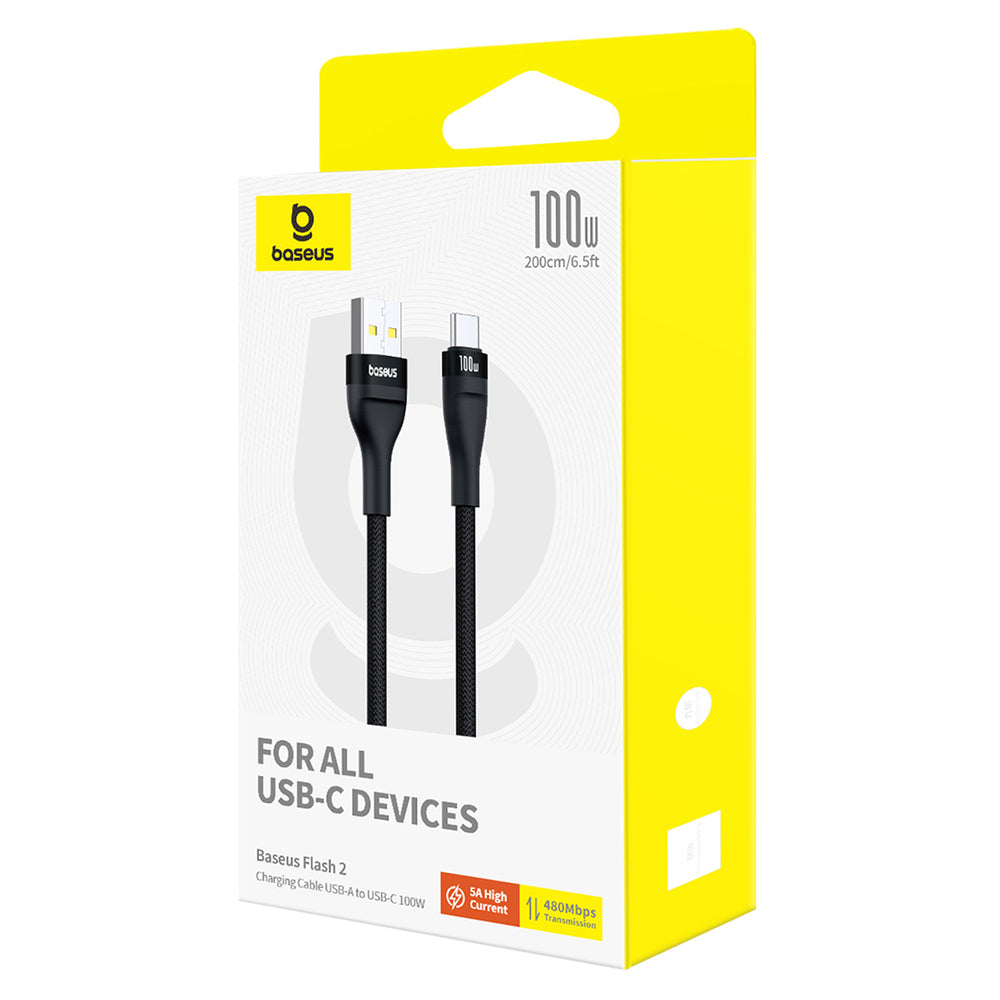Baseus Flash 2 USB-A / USB-C Cable 100W 2 m - Black