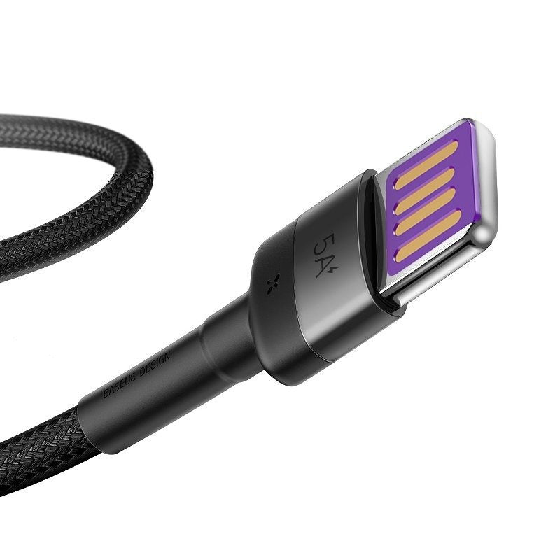 Baseus Cafule USB-C-kabel Huawei SuperCharge, QC 3.0, 5A 1m (Sort+grå)