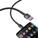 Baseus Cafule USB-C-kabel Huawei SuperCharge, QC 3.0, 5A 1m (Sort+grå)