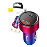 Baseus Magic USB + USB-C QC 4.0 PD 45W biloplader (rød-blå).